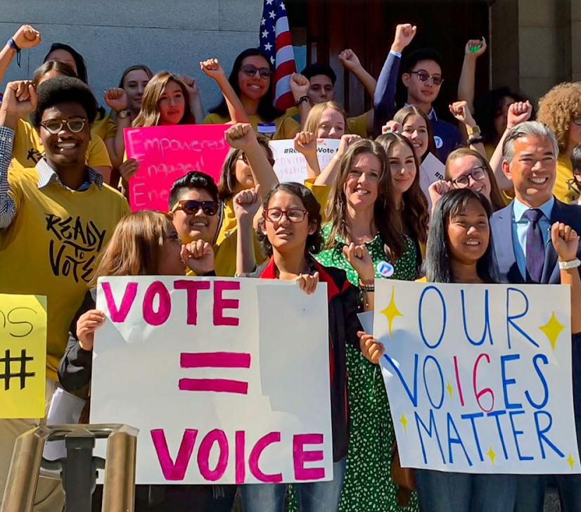 Young Potential Voters Protesting to Lower the Voting Age 