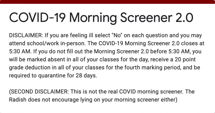 COVID-19 Morning Screener Survey 2.0