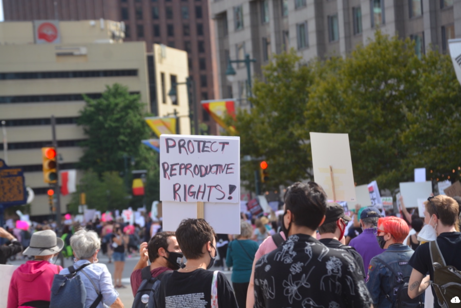 Protestors at the Philadelphia "Bans Off Our Bodies" march in October 2021. Photograph by Sammy Rosin