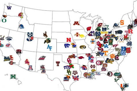 A map displaying the locations of popular colleges. Map obtained from https://www.sbnation.com/college-football/2013/3/13/4067334/new-college-football-team-markets