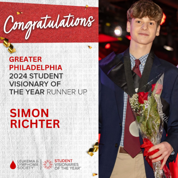 LLS SVOY Candidate Simon Richter being honored as SVOY Runner Up at the 2024 Grand Event